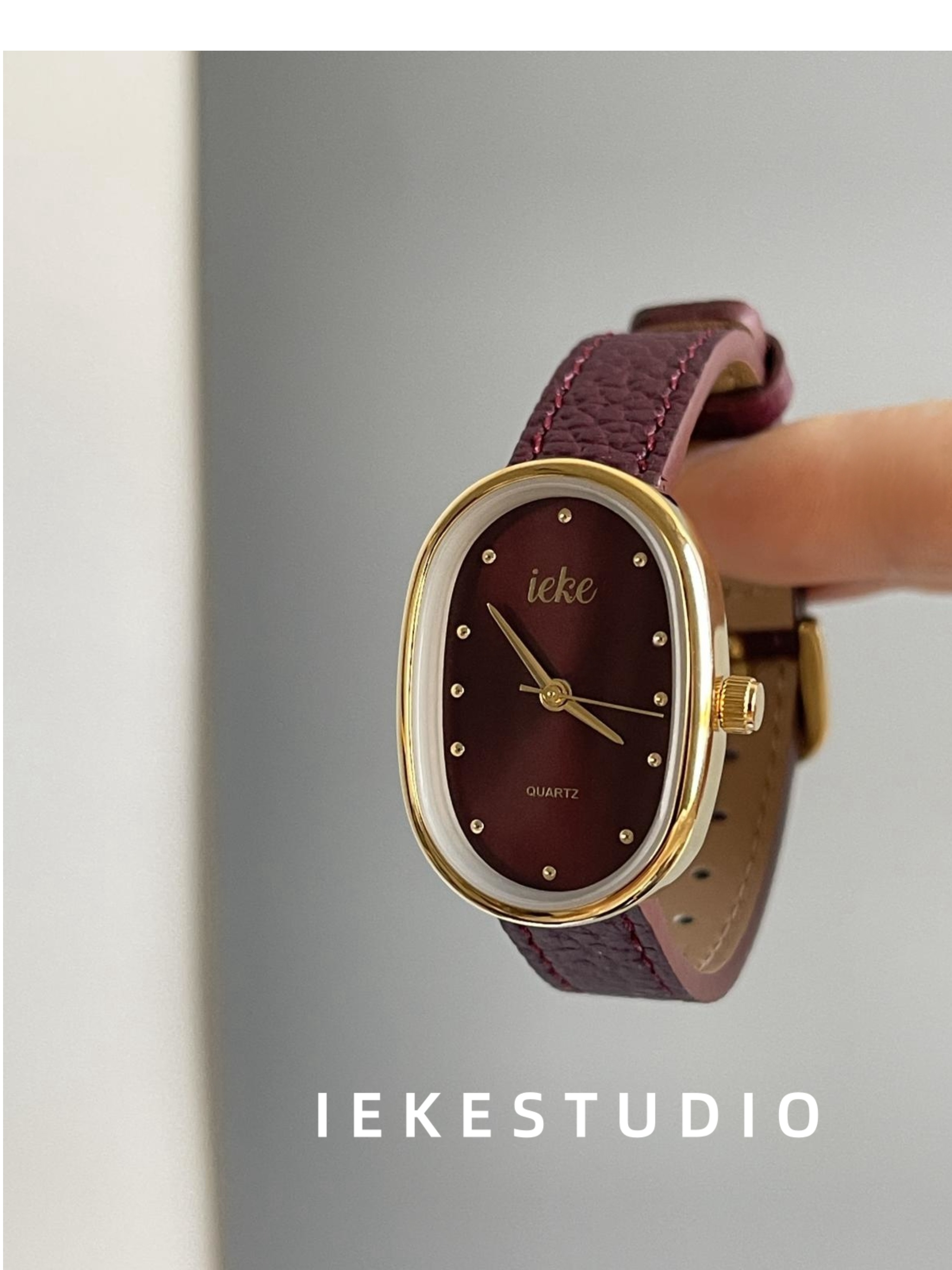 IEKE 中古风高级感时尚气质女士手表时髦复古vintage精致石英表详情25
