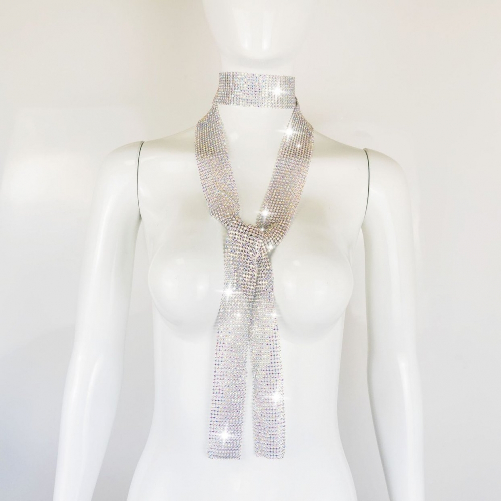 超闪辣妹亮片丝巾气质细长条飘带领巾氛围感拍照颈饰个性新品配饰详情24