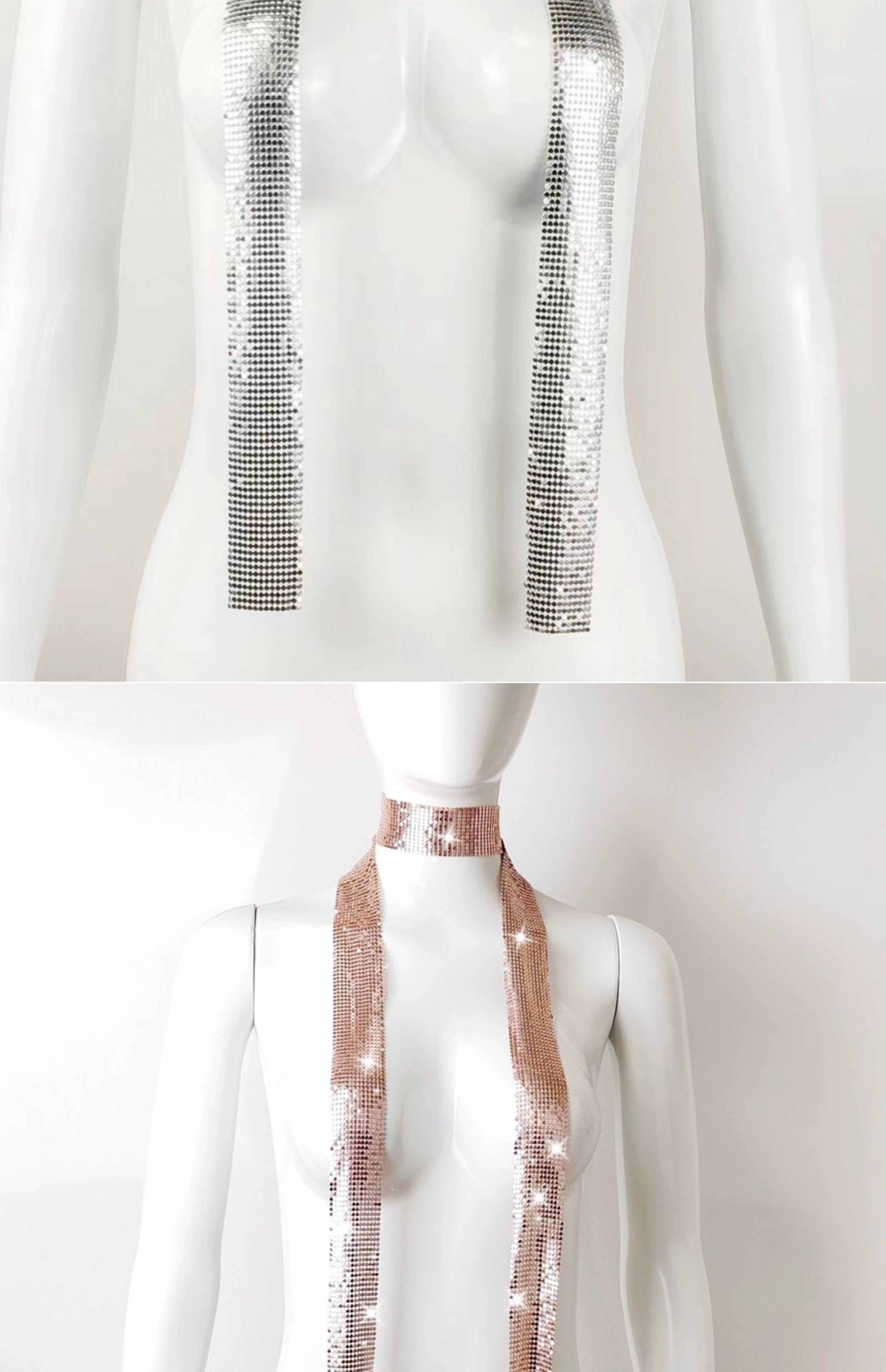 超闪辣妹亮片丝巾气质细长条飘带领巾氛围感拍照颈饰个性新品配饰详情16