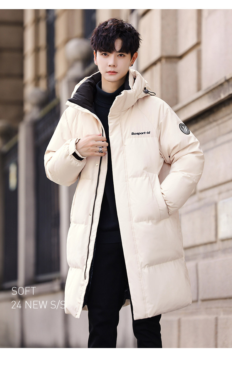 正品羽绒服男中长款2025冬季新款时尚显瘦加厚保暖白鸭绒连帽外套详情14