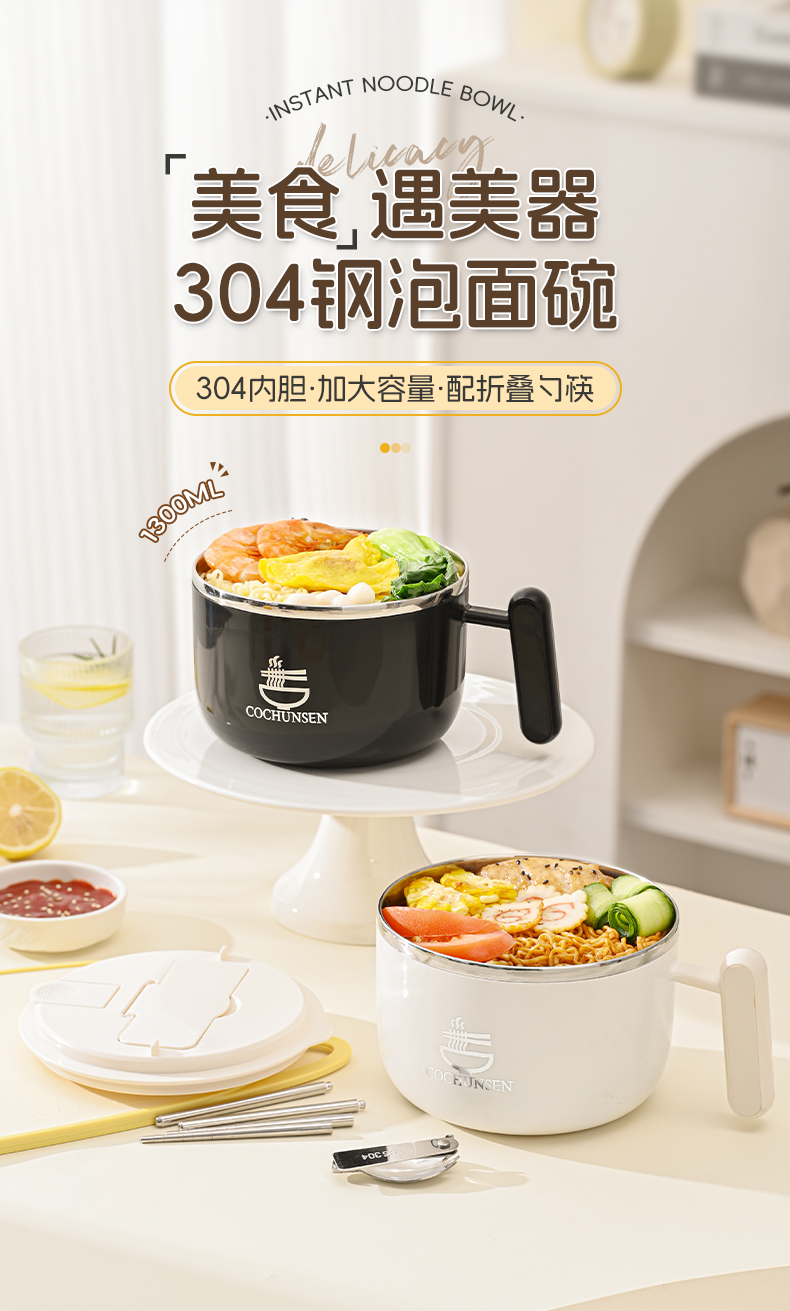 304不锈钢饭碗上班族饭盒学生食堂打饭大容量饭盆成人保温碗饭缸详情1