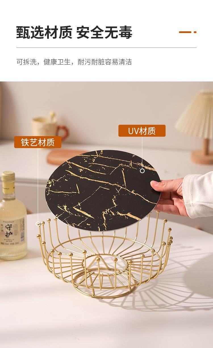铁艺网红水果篮北欧风格客厅茶几果盘家用现代风创意零食收纳篮详情5