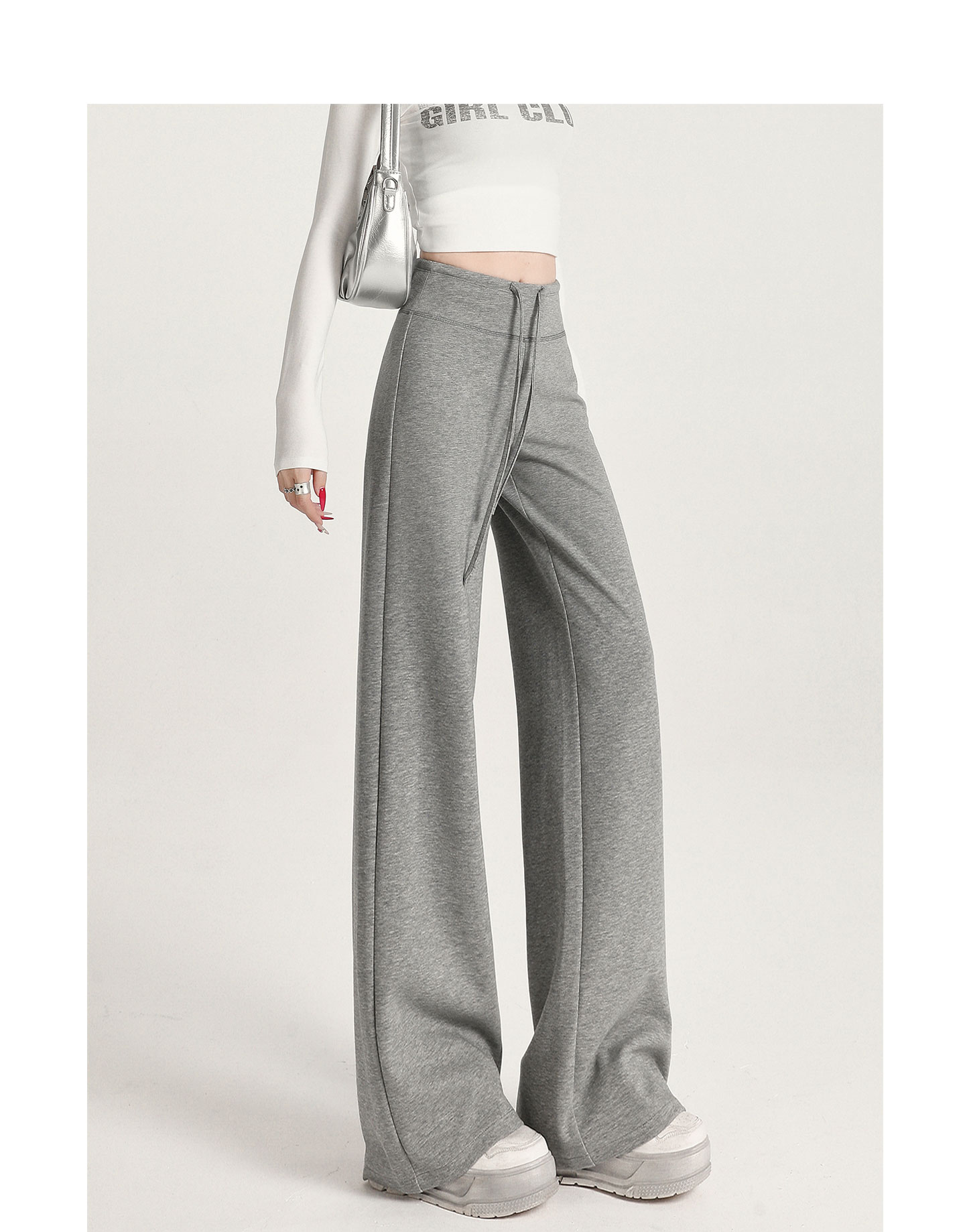 高级感秋冬阔腿裤垂感宽松慵懒风加绒瑜伽裤高腰直筒云朵软糖裤运动户外涉水垂钓用品详情29