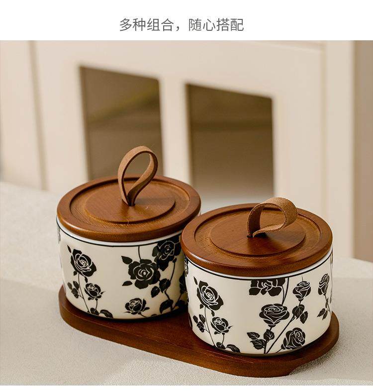 黑玫瑰陶瓷密封罐茶叶罐子小罐家用收纳罐咖啡豆罐法式储物罐糖罐详情6