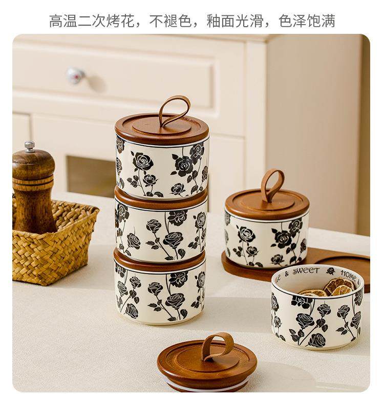 黑玫瑰陶瓷密封罐茶叶罐子小罐家用收纳罐咖啡豆罐法式储物罐糖罐详情11