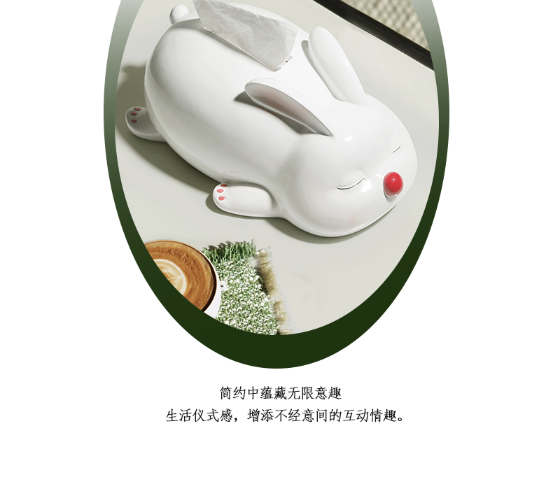 创意兔子擦手纸巾盒客厅网红抽纸盒家用餐桌茶几卧室可爱装饰摆件详情4