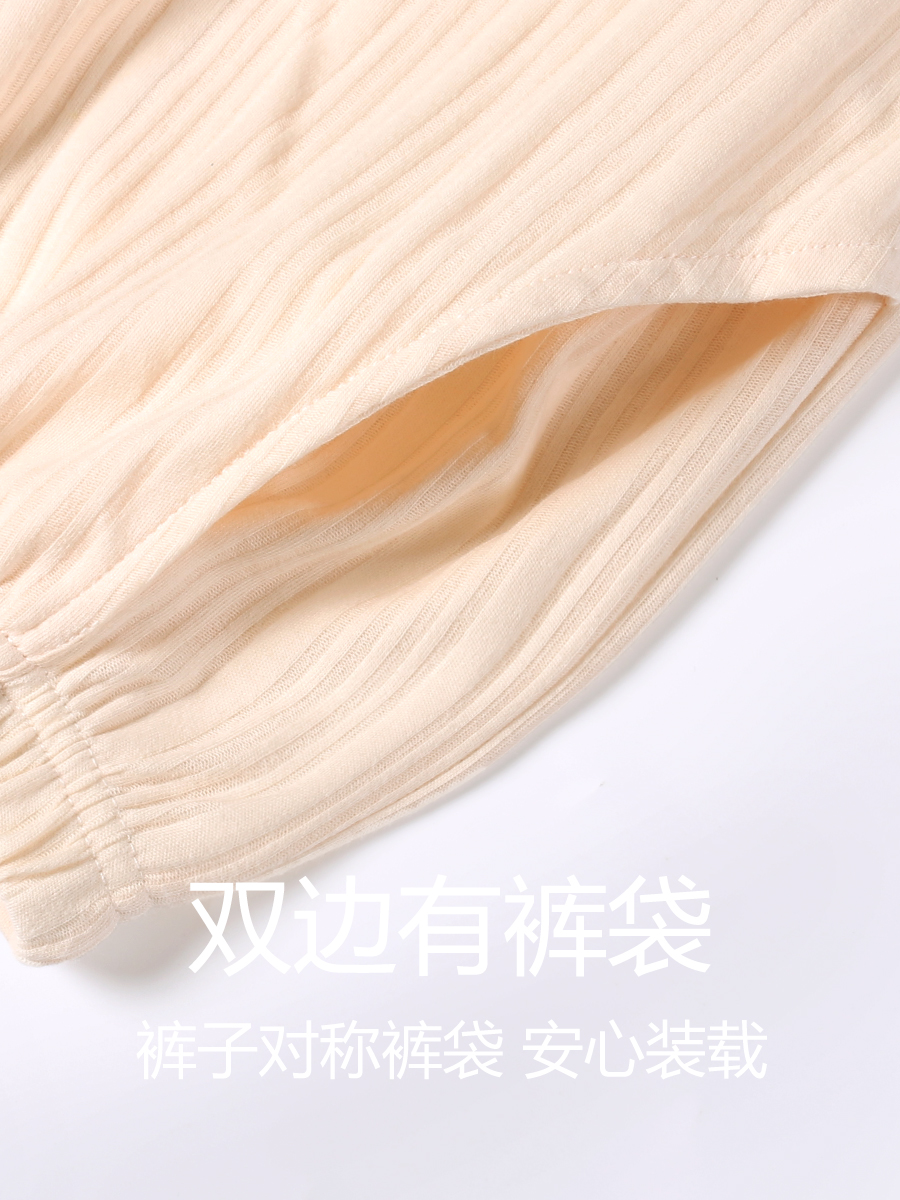 The 2022 new spring and autumn collection of pure cotton long-sleeved cardigan with a lapel can be worn outside as a high-end home wear set Specification image