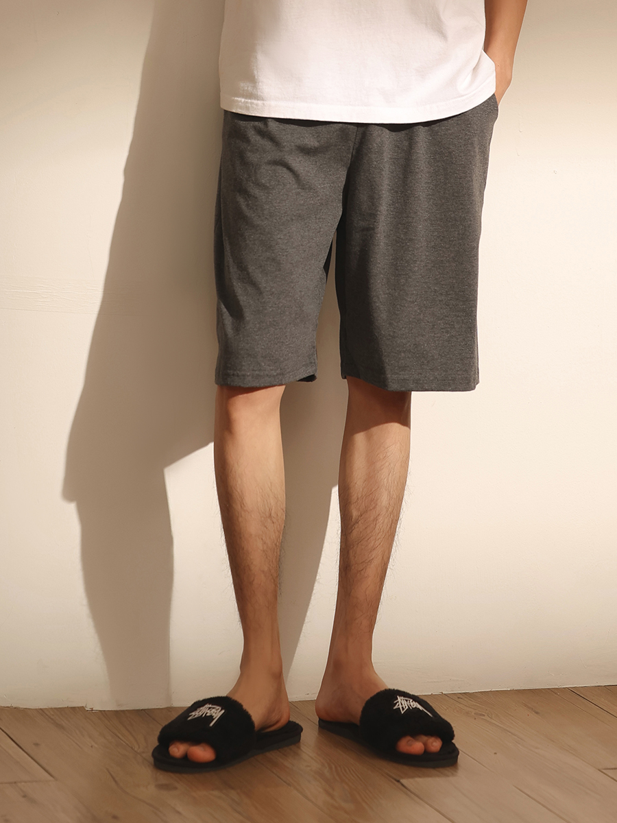 Single pair of pajama pants, men's pure cotton shorts, summer thin home pants, loose dark grey, large underpants, can be worn outside, all-cotton home pants details Picture