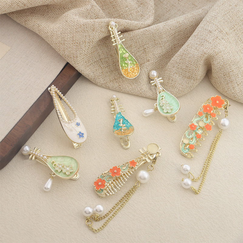 发夹高级感精致鸭嘴夹女刘海侧边夹发饰2025新款夹子琉璃花朵边详情2