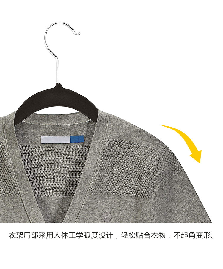 出口植绒衣架45cm男装西装大衣家用无痕衣挂衣撑衣柜防滑衣架大号详情16
