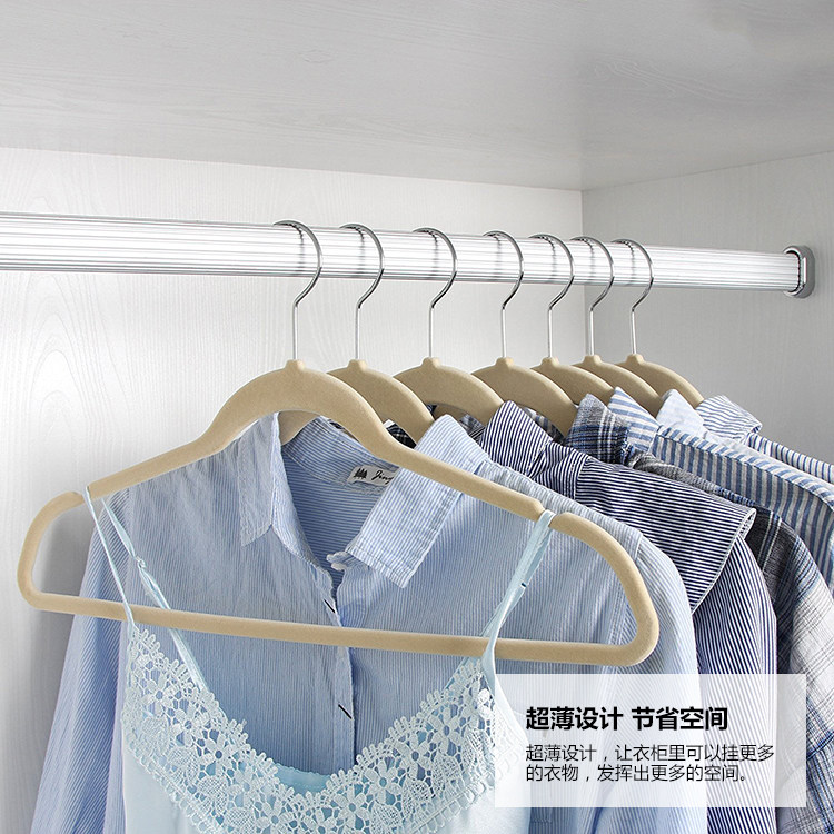 出口植绒衣架45cm男装西装大衣家用无痕衣挂衣撑衣柜防滑衣架大号详情6