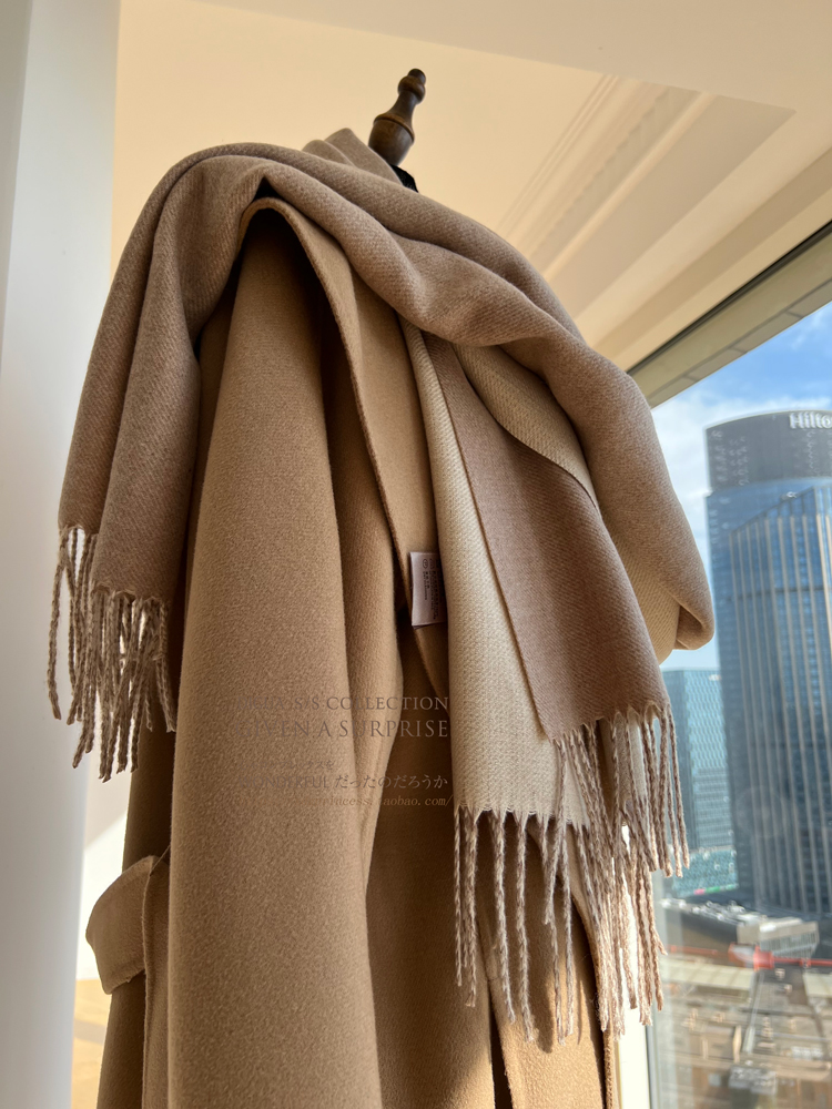秋冬新款轻奢~大衣伴侣双面纯色围巾女欧美风仿羊绒保暖披肩围脖详情75