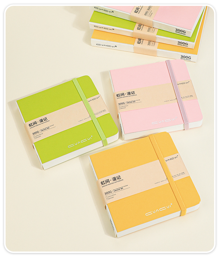 悦声300g半棉水彩小方本文创豆豆本丙烯麦克笔摸鱼本细纹迷你可携式绘画 画本正方形素描本手账口袋空白画 画画 画本30张详情16