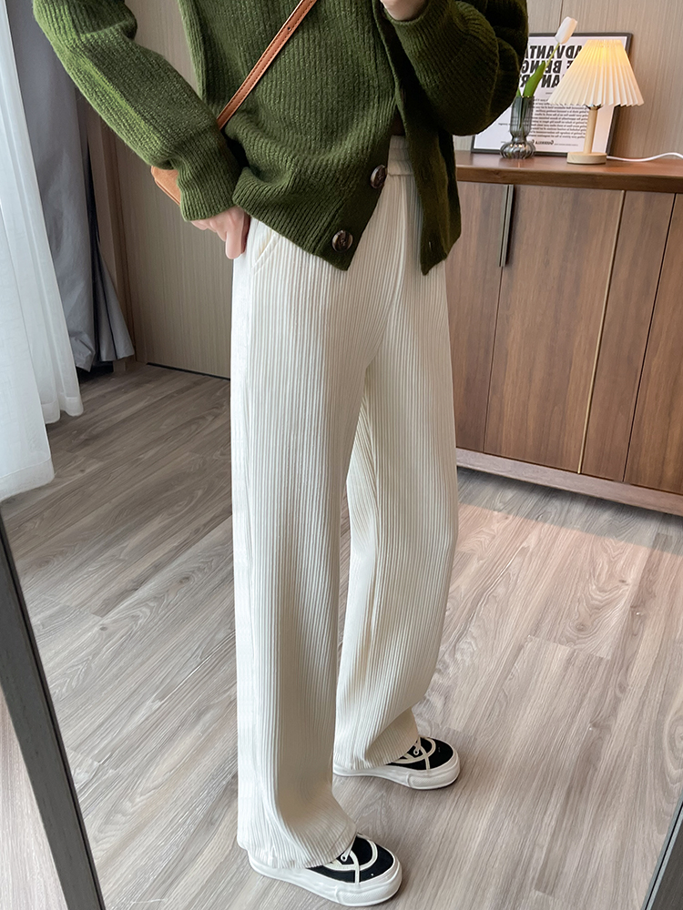 Chenille wide-leg women's 2022 Autumn/Winter new style fleece and thickened high-waisted, drape casual corduroy straight-leg pants Specification image