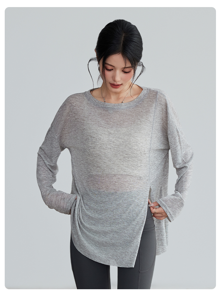 This autumn and winter fitness training suit for sports ladies is a high-end yoga base layer shirt that can be worn as an outer garment to display props pic 19
