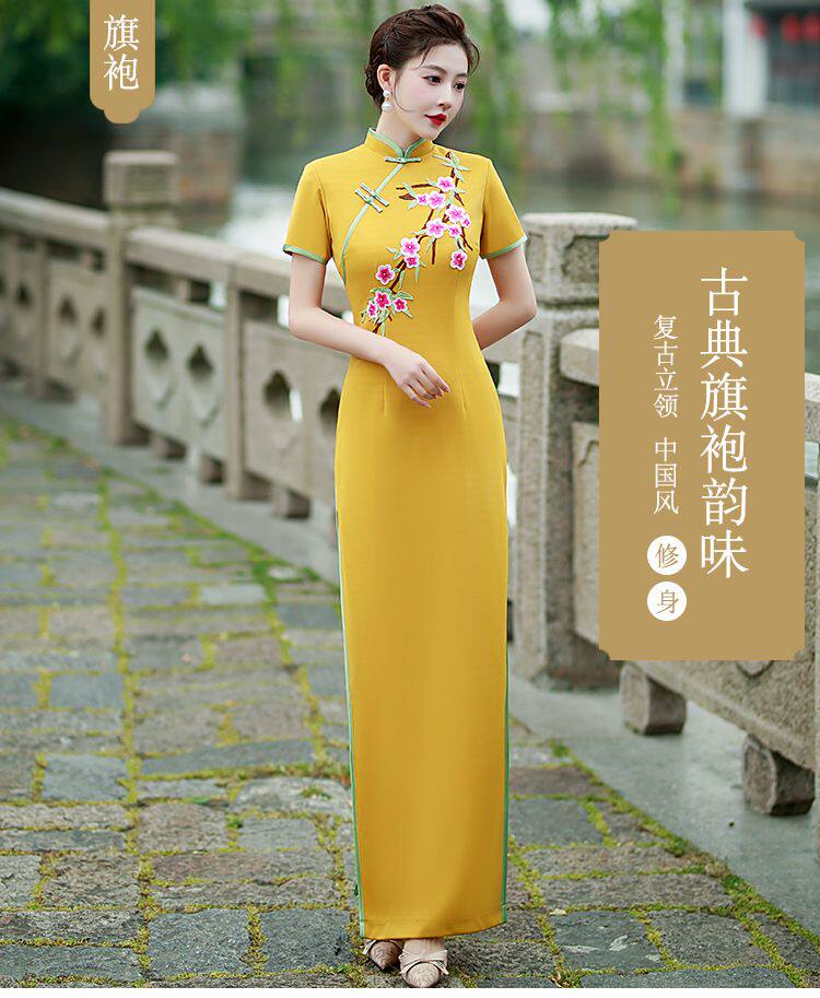 国潮2026年新款高端大气旗袍高级感优雅中国风高贵改良走秀演出服长款详情2