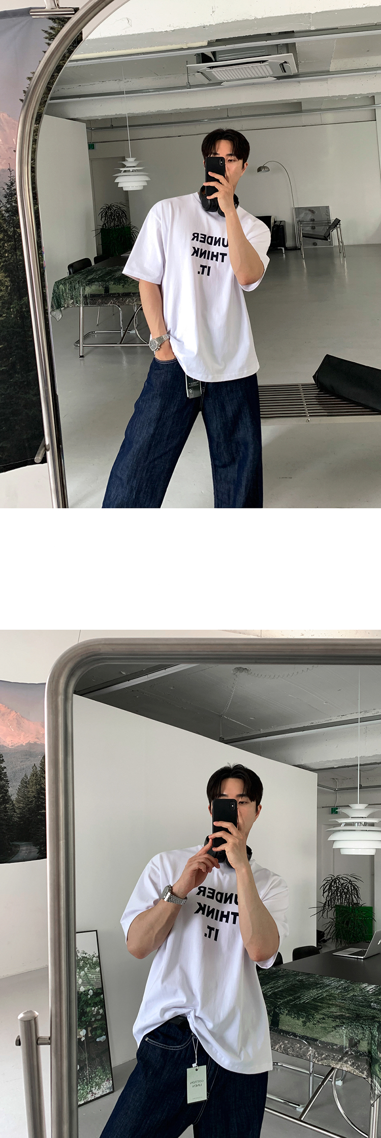 MYQ高级感字母印花T恤男士夏季宽松圆领短袖韩系通勤风半袖上衣 pic 12