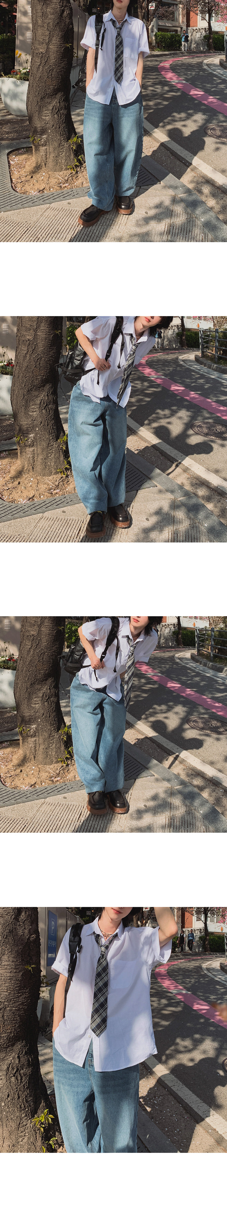 MYQ学院风短袖衬衫男夏季宽松休闲纯色衬衣韩系通勤DK制服内搭详情11