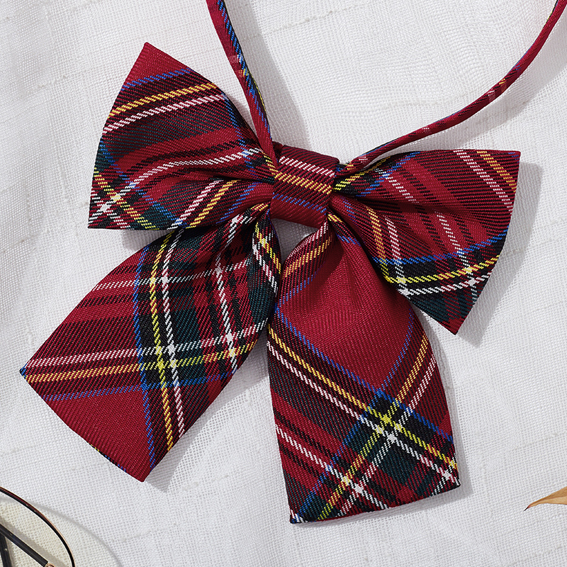 免打领带小韩版女式学院风领花JK制服酒红蝴蝶结水手服免打领结详情21