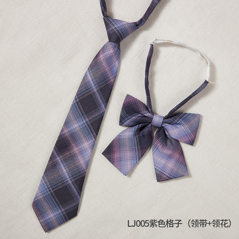 免打领带小韩版女式学院风领花JK制服酒红蝴蝶结水手服免打领结详情8