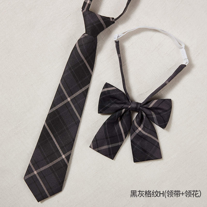 免打领带小韩版女式学院风领花JK制服酒红蝴蝶结水手服免打领结详情3