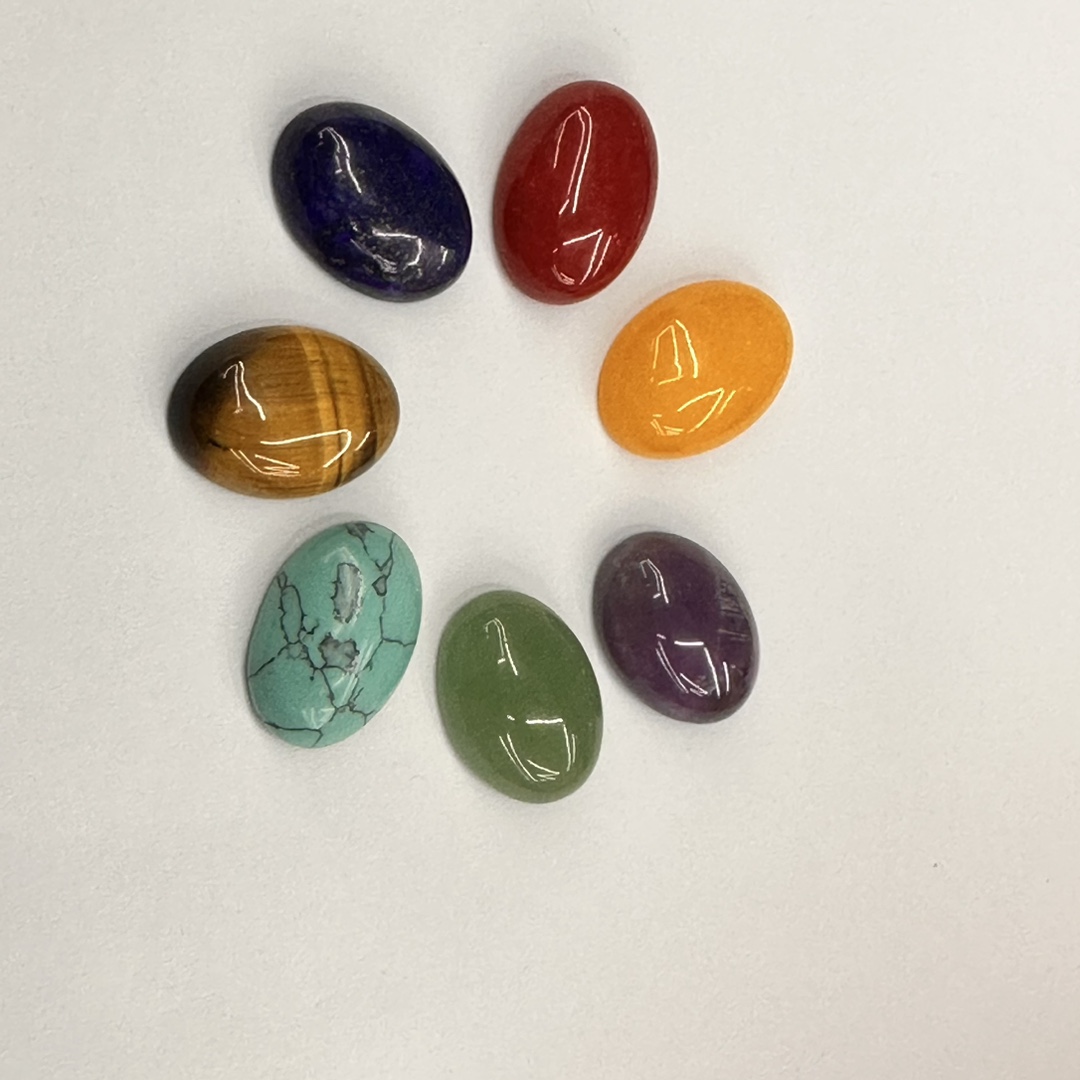 厂家直销新款天然石旦形戒面13x18mm七色一套平底未镶嵌饰品配件半成品饰品配件diy配件细节图