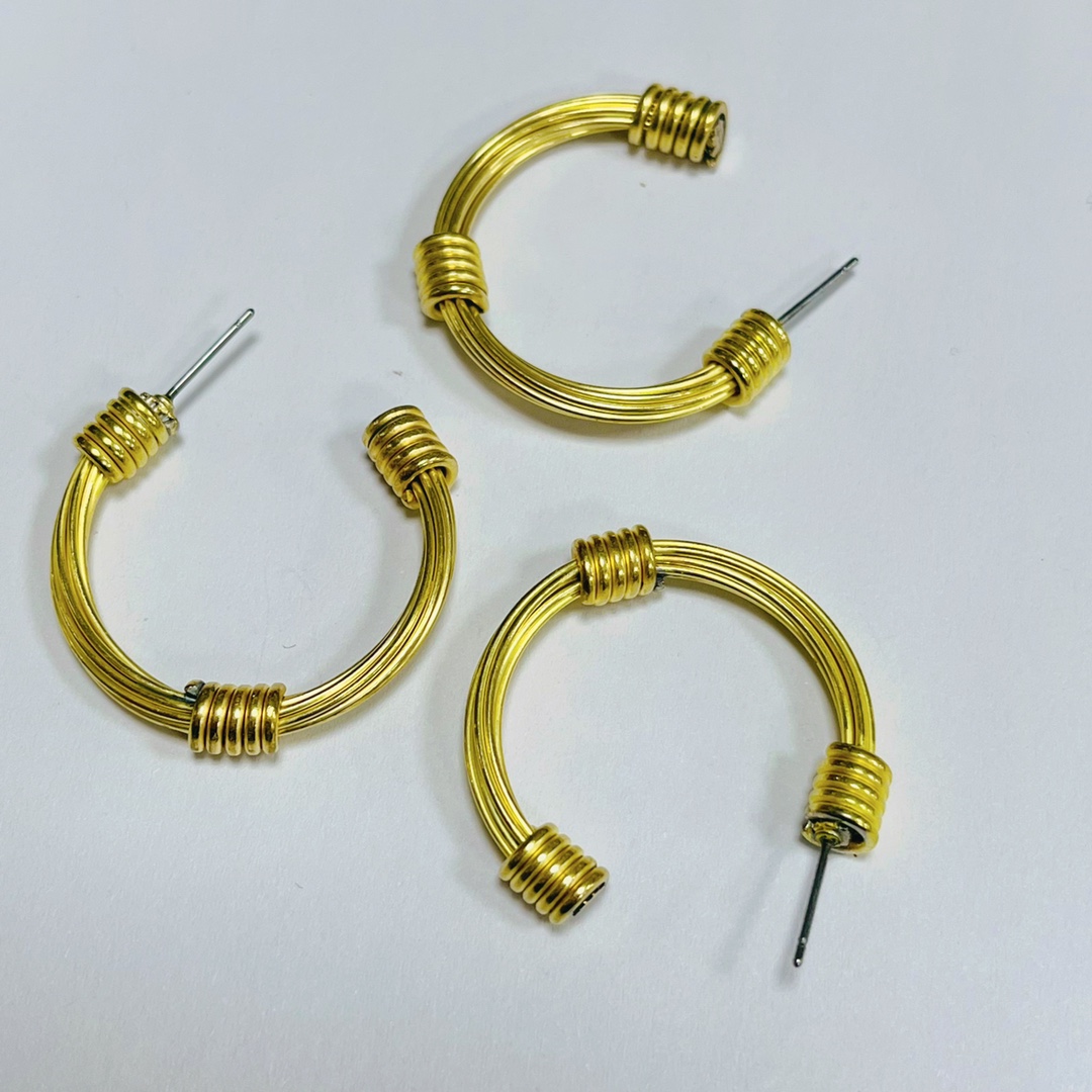 DIY饰品 多线耳环 C形耳钉 新款女士耳环 跨境绕线