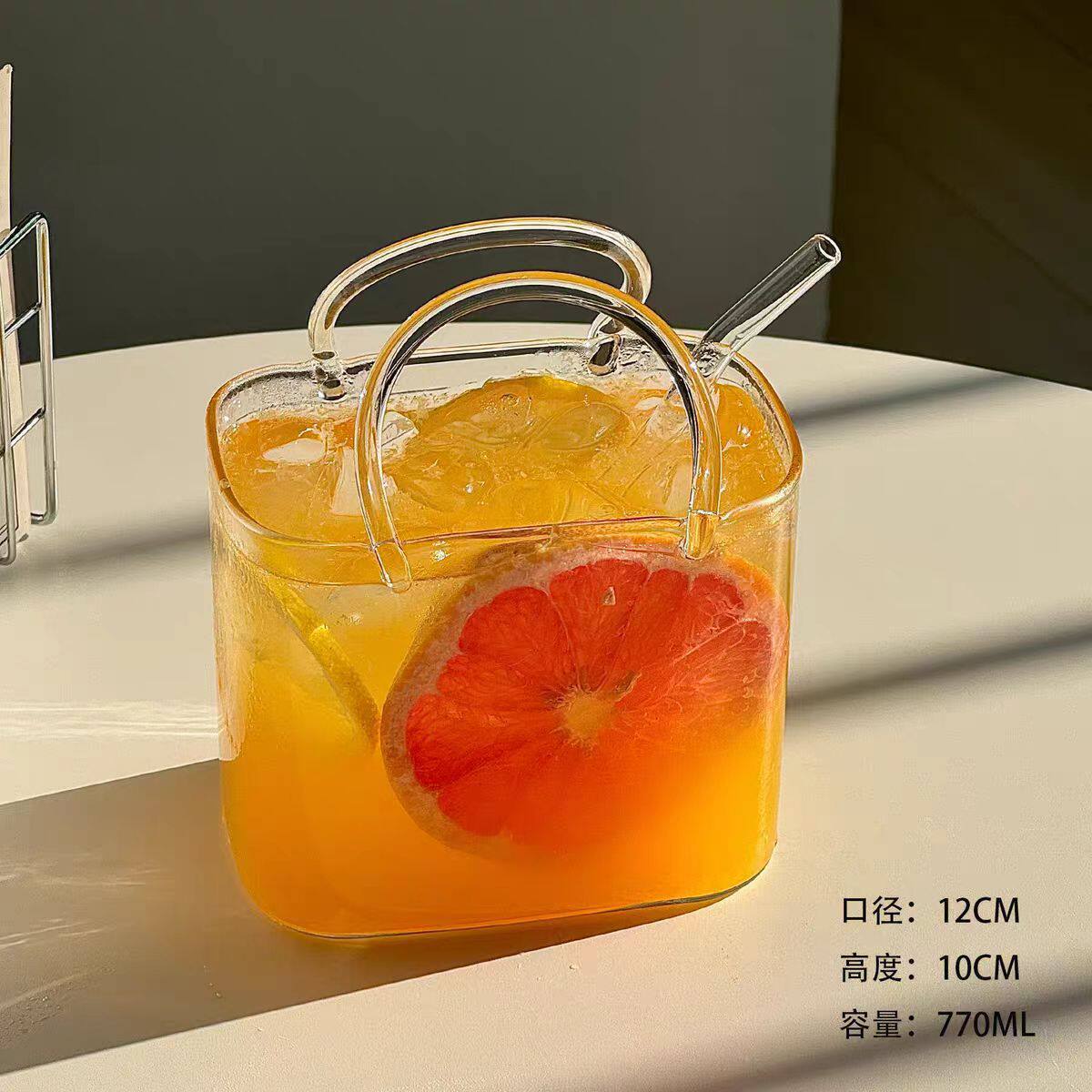 金鱼气泡水玻璃手提包果酒杯家用饮自制微醺鸡酒果汁杯带吸管详情11