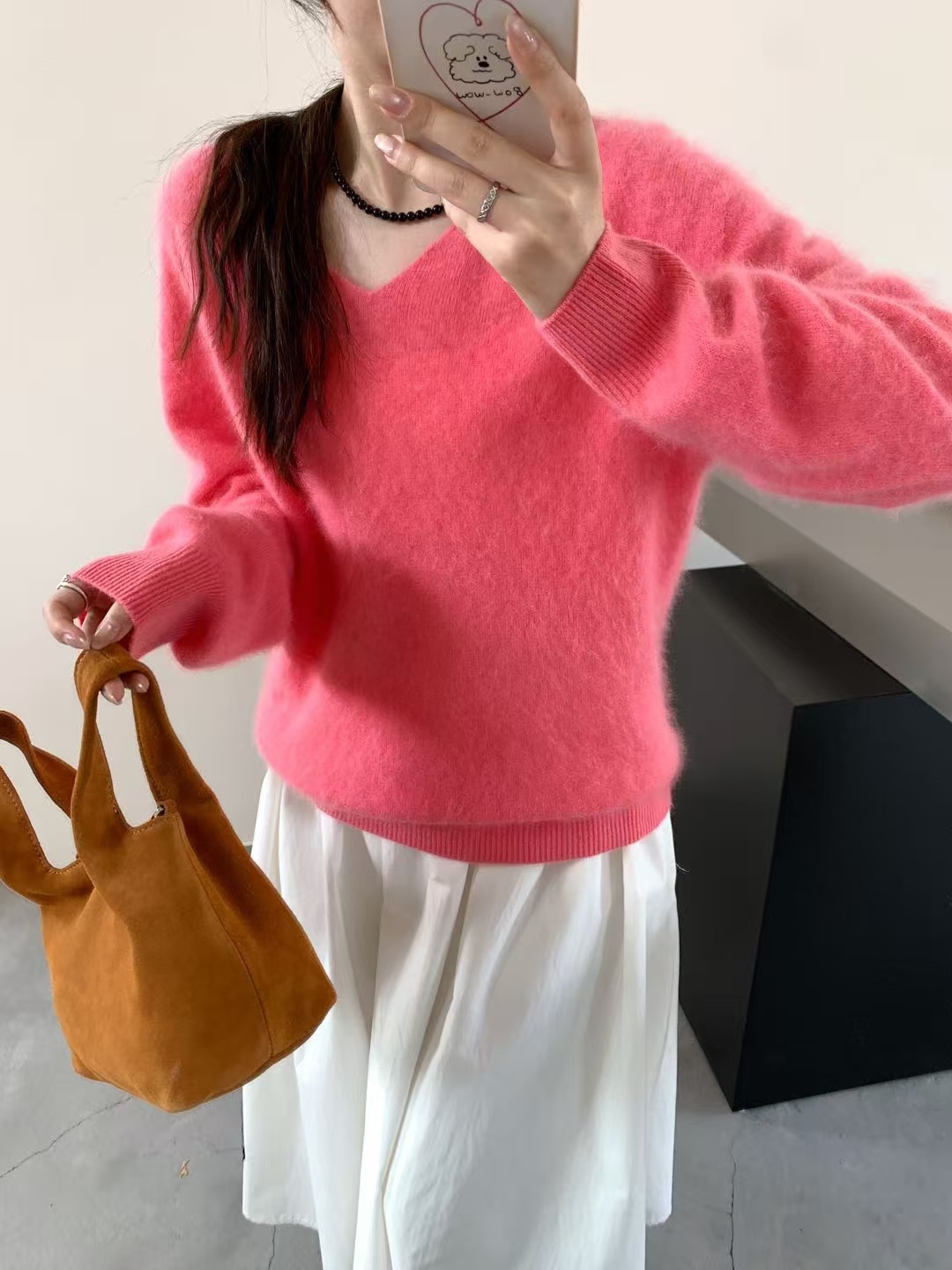 羊绒拉毛韩系温柔风时尚宽松显瘦V领套头亲肤软糯针织衫毛衣上衣详情15