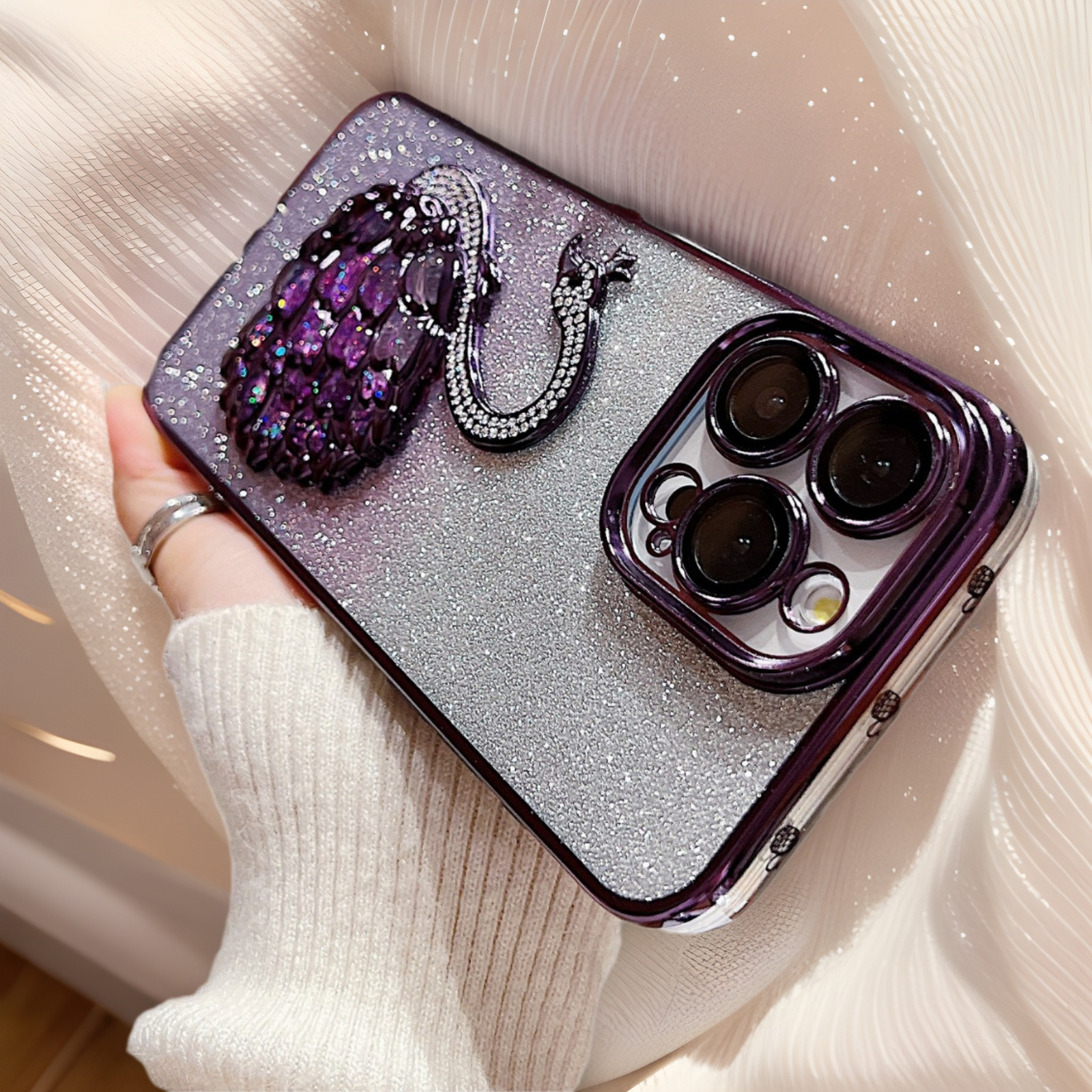 适用iphone16手机壳苹果壳ins高级感苹果15max透明手机壳流沙天鹅