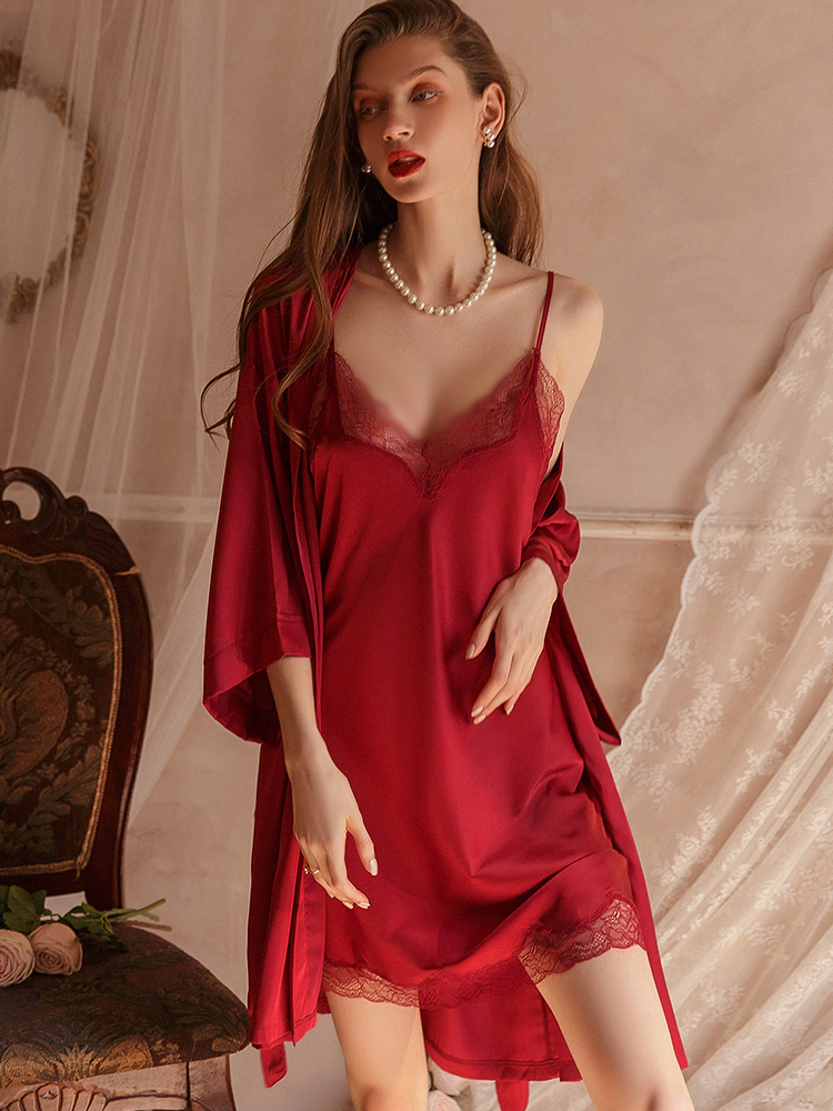 Tonight, what Night 2022's new sexy pajama women's summer ice silk pure desire style high-end lace halter sleeping dress Item Picture