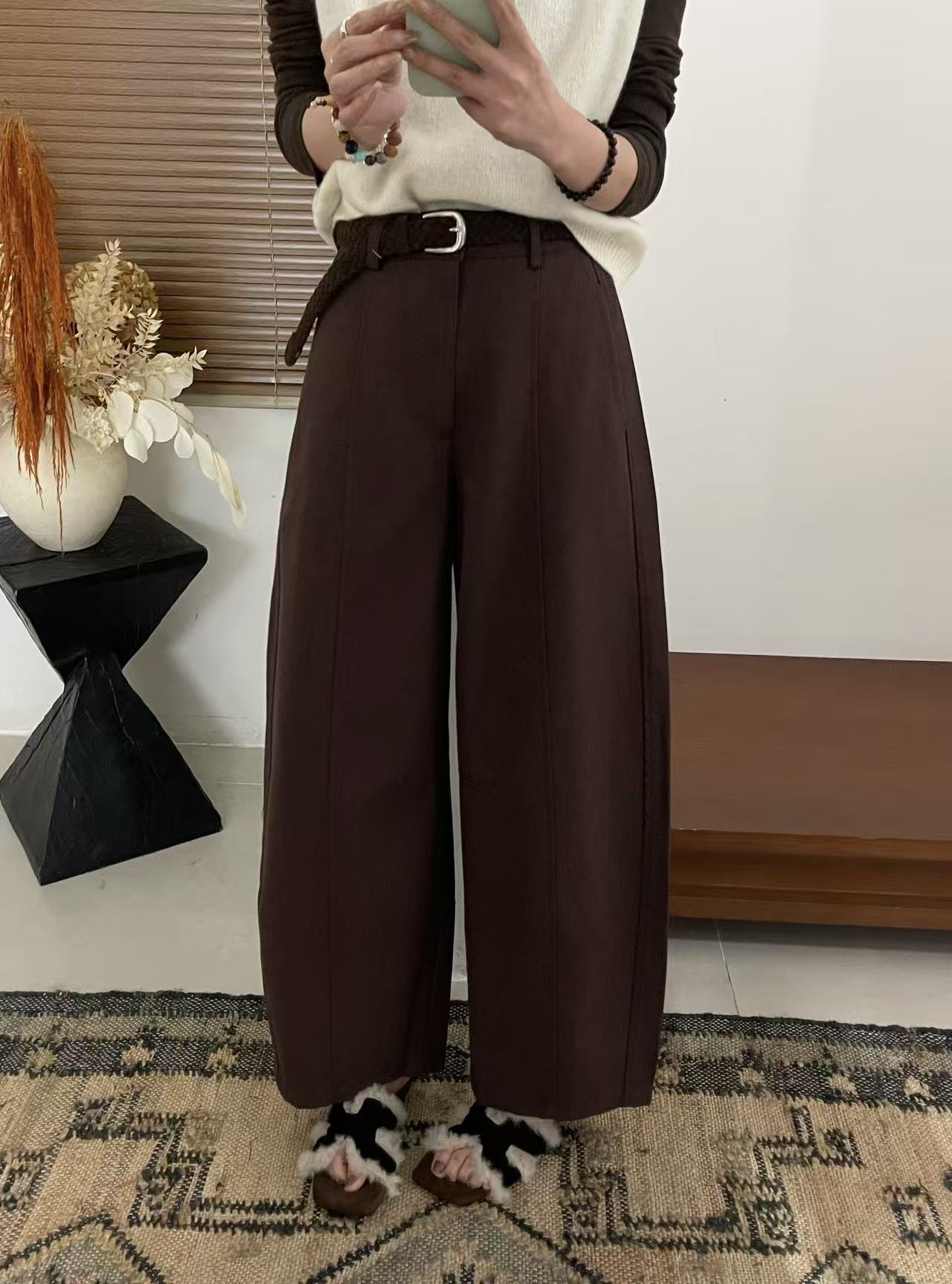 天丝休闲弯刀裤女欧洲站2025秋季新款时尚宽松百搭休闲阔腿九分裤详情4