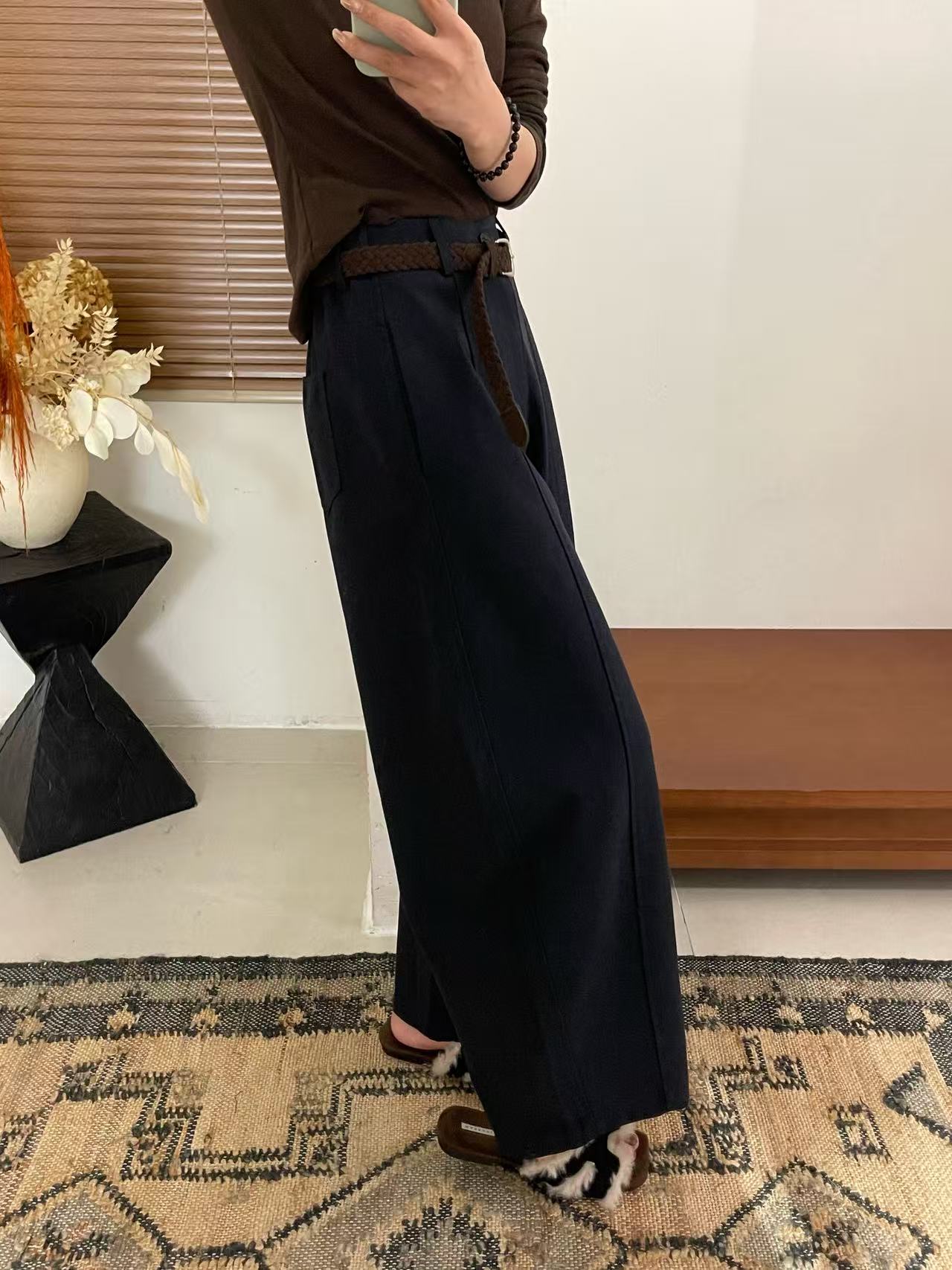 天丝休闲弯刀裤女欧洲站2025秋季新款时尚宽松百搭休闲阔腿九分裤详情7
