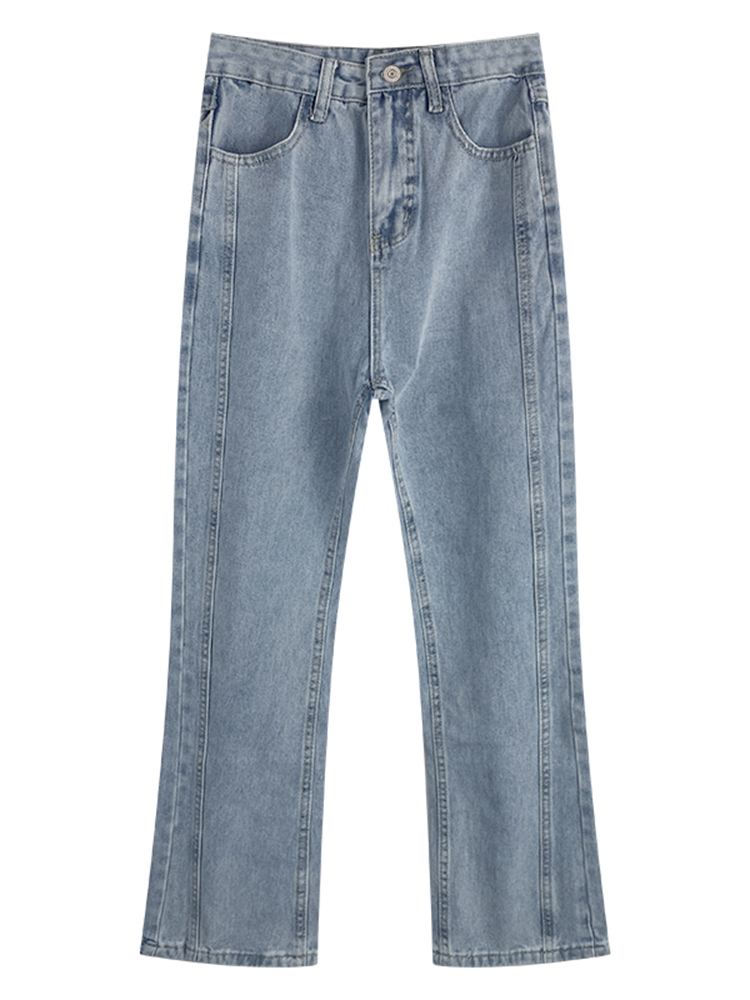 Micro flared jeans, women's high street ins trendy Spring and autumn new high-waisted straight-leg pants, American vibe style pants Item Picture