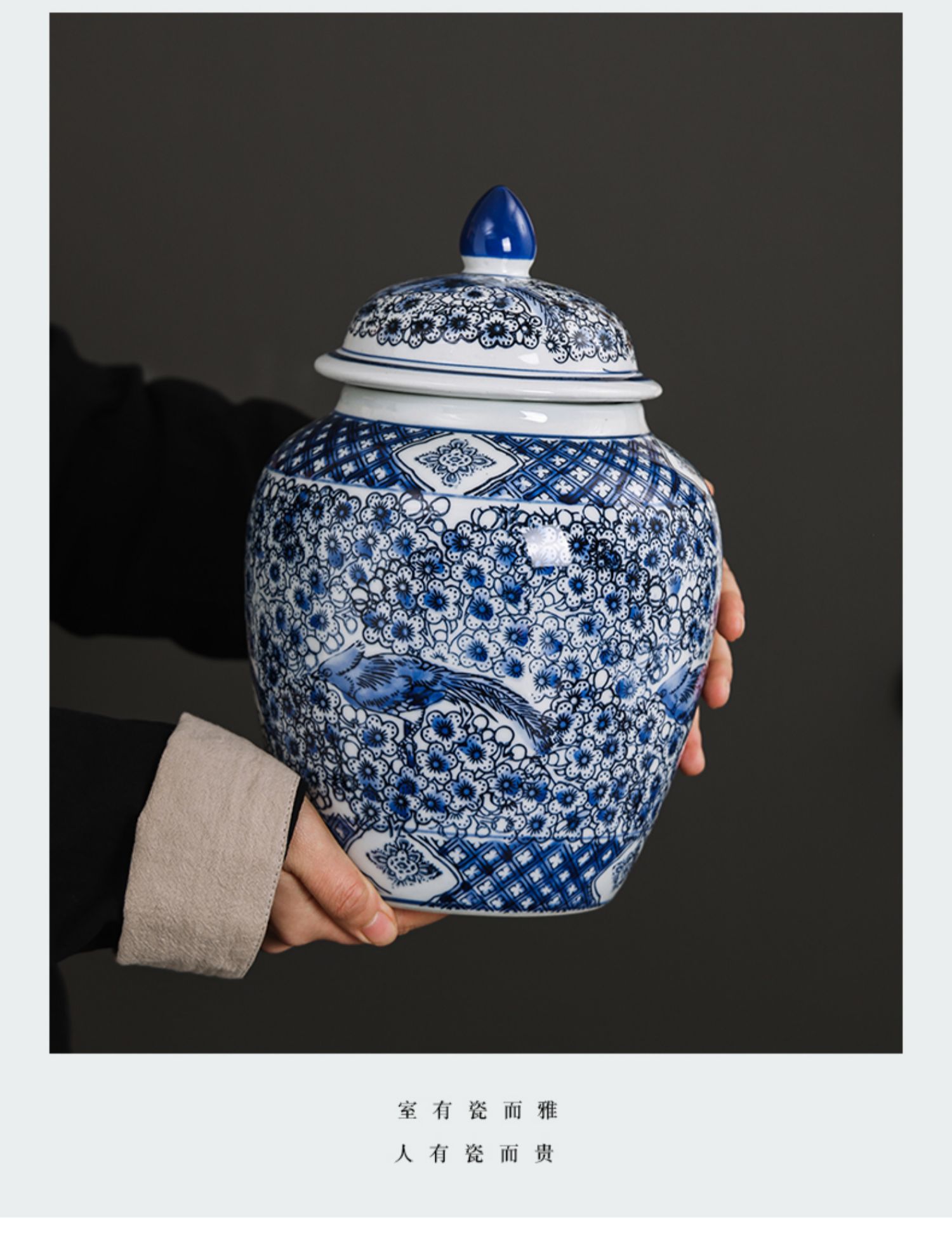 Ceramic blue and white porcelain vases, blue and white porcelain vase ornaments, home living room flower arrangement, TV cabinet decoration and arrangement pic 30