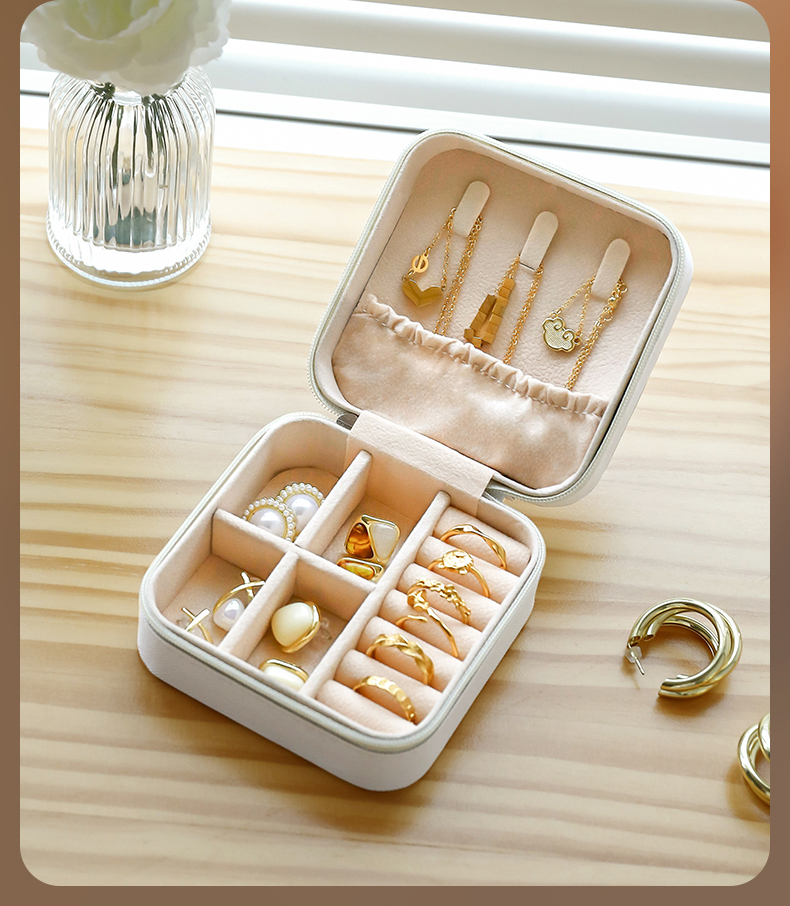 首饰盒项链耳环耳钉收纳盒精致旅行便携式手饰戒指饰品收纳盒新款详情17