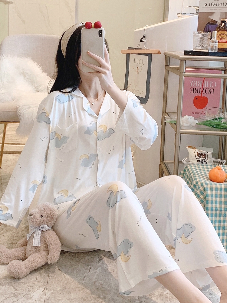 Modal pajama women's summer maternity wear, Japanese-style spring and autumn breastfeeding and lactation home wear set, two-piece bestseller details Picture