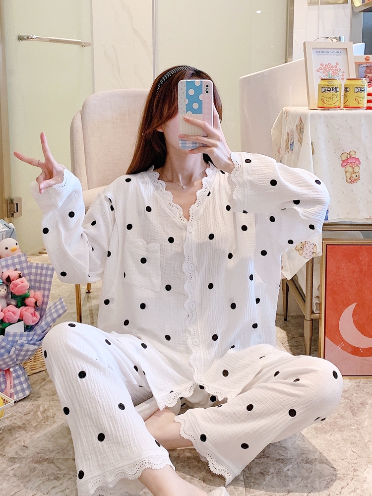 月子服春秋冬季纯棉纱布薄款夏天12月份1产后2哺乳怀孕期孕妇睡衣