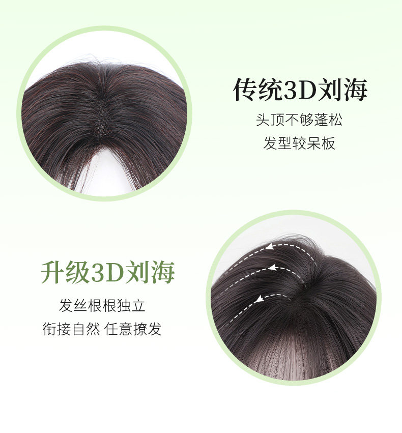 Eight-shaped bangs wig for women, hair replacement on the top of the head, real hair light and thin, air false bangs, high skull top to cover white hair wig pic 44