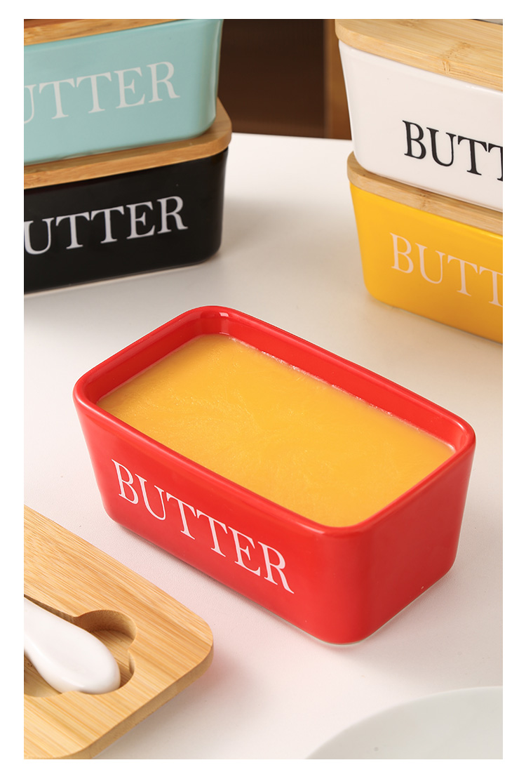 陶瓷黄油盒Butter Dish带盖抹刀牛油盒家用奶酪保鲜密封罐收纳盒详情3