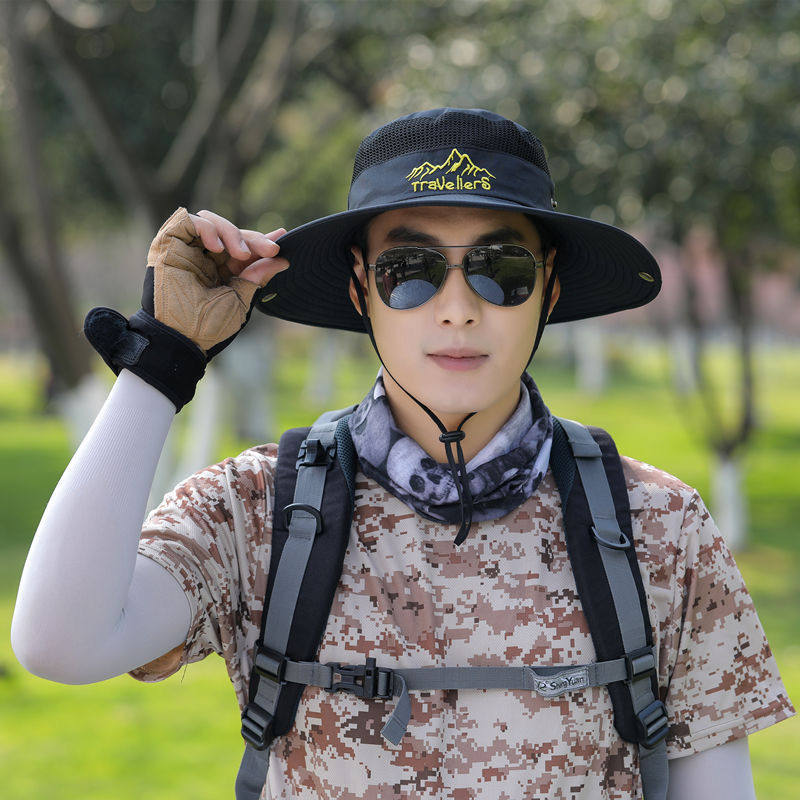 防晒帽子男士钓鱼帽夏季渔夫帽户外登山太阳帽遮脸防紫外线遮阳帽详情9