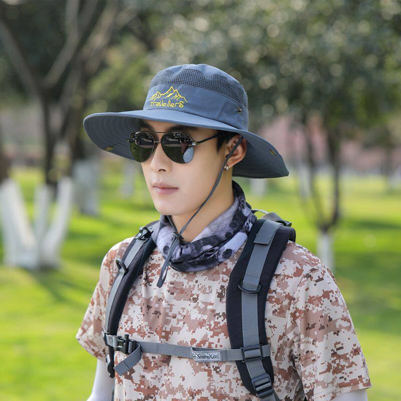 防晒帽子男士钓鱼帽夏季渔夫帽户外登山太阳帽遮脸防紫外线遮阳帽详情13