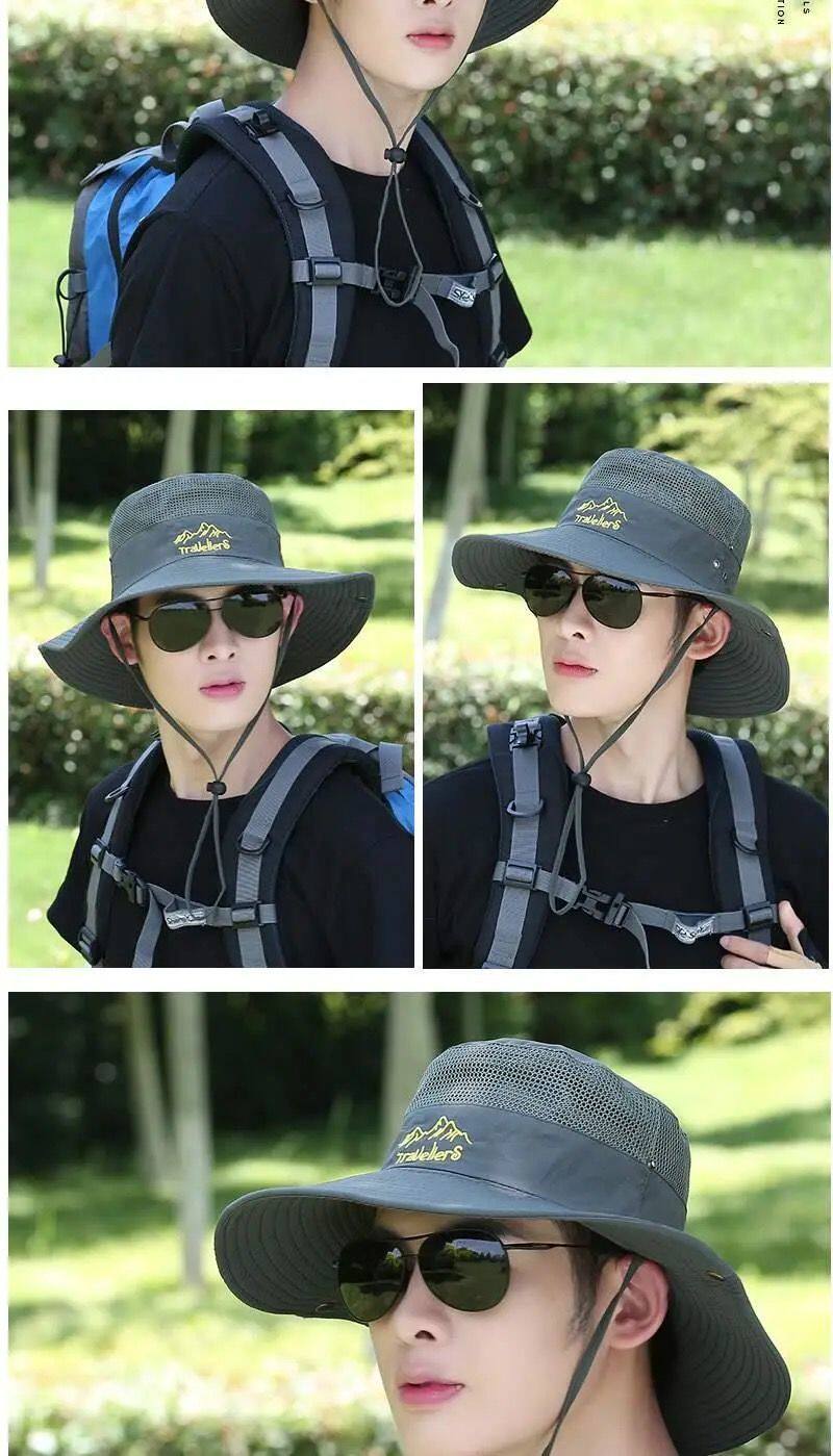 防晒帽子男士钓鱼帽夏季渔夫帽户外登山太阳帽遮脸防紫外线遮阳帽详情4