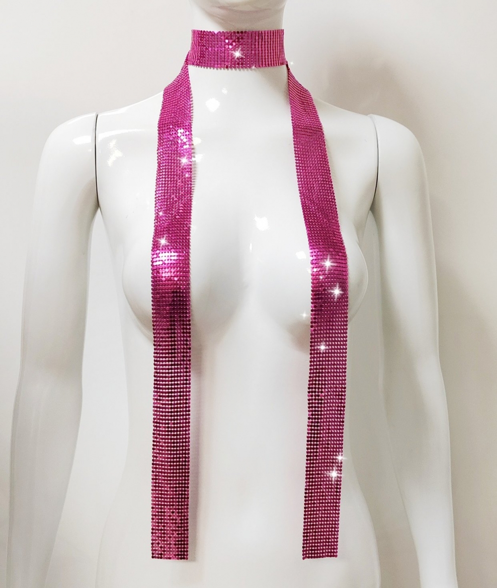 超闪辣妹亮片丝巾气质细长条飘带领巾氛围感拍照颈饰个性新品配饰详情20