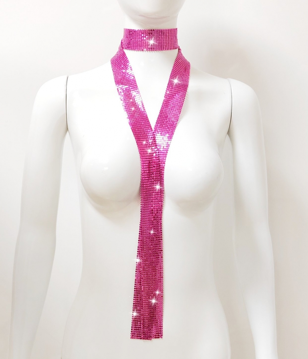 超闪辣妹亮片丝巾气质细长条飘带领巾氛围感拍照颈饰个性新品配饰详情19