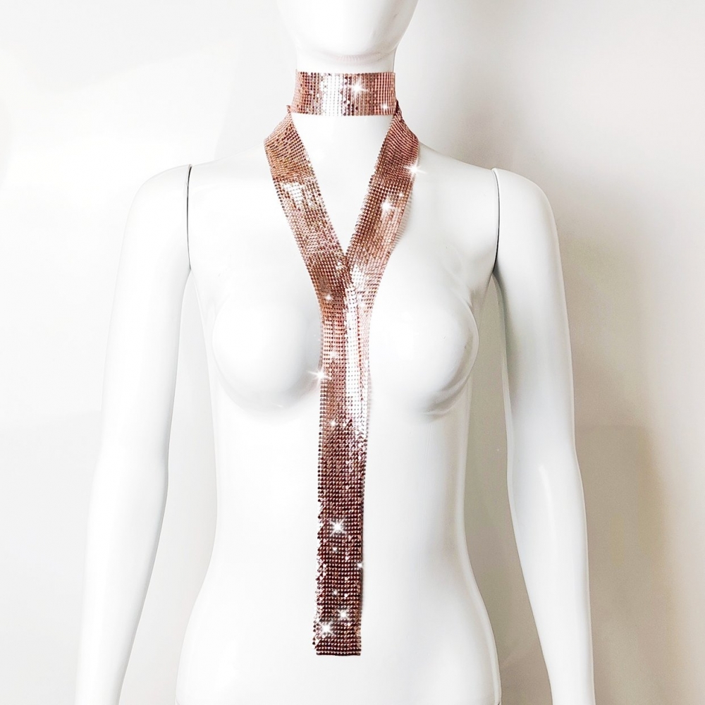 超闪辣妹亮片丝巾气质细长条飘带领巾氛围感拍照颈饰个性新品配饰详情18