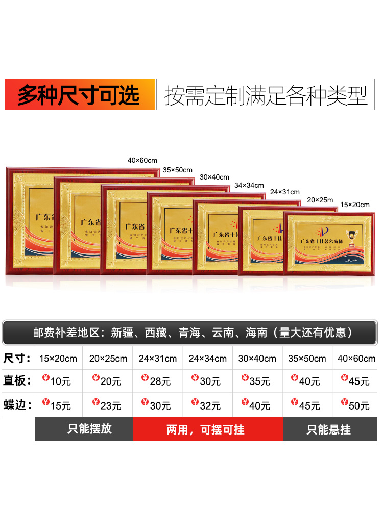 Customized gold foil MEDALS, wooden authorization plates, awarding commemorative wooden trays, MEDALS, honor certificates, photo frames, and commendation plaques Specification image