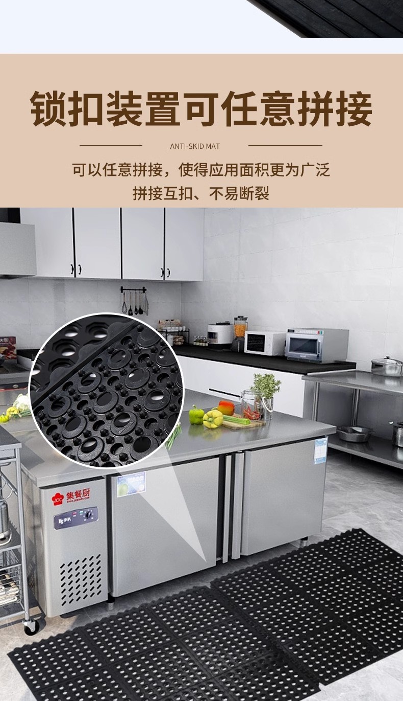 橡胶脚垫公厕吧台防滑垫黑胶镂空垫防油垫子网格耐用地垫餐厅加厚详情9