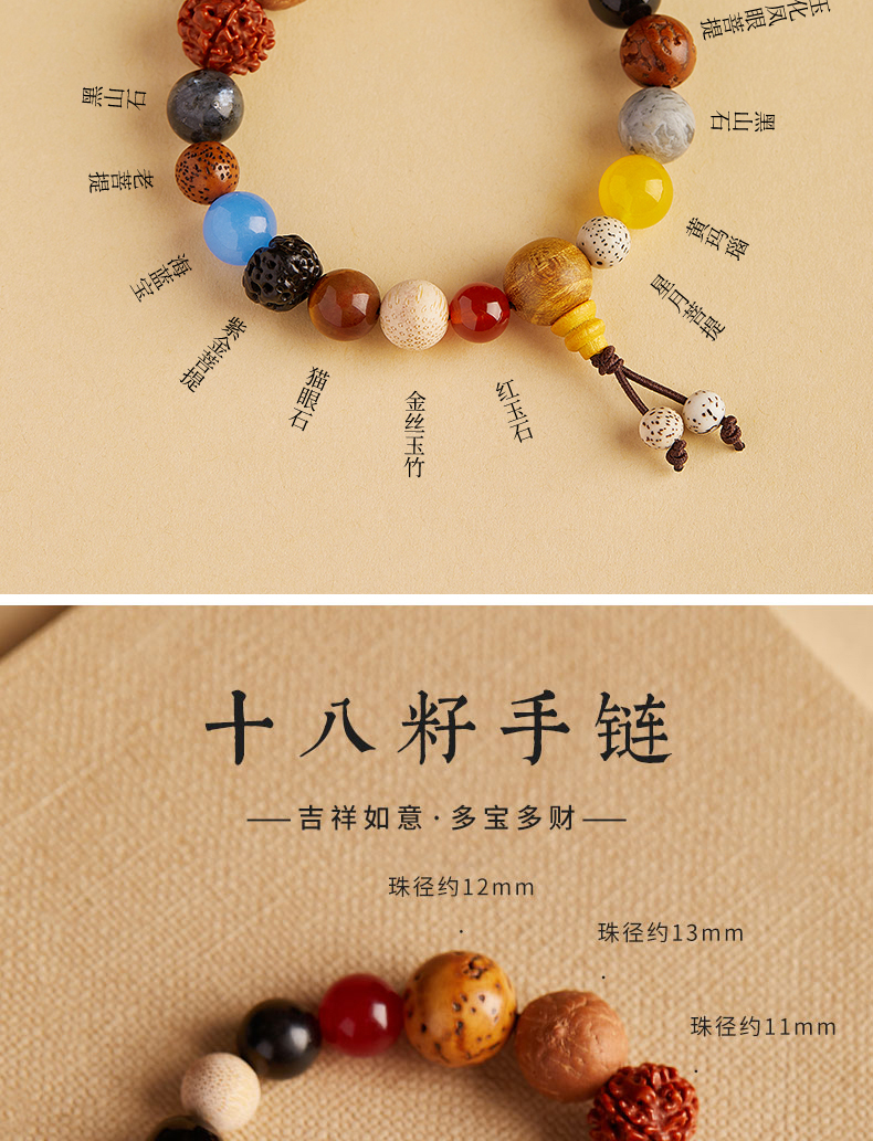 杭州菩提十八籽手串18籽天然多宝正品手链男女符平安佛珠文玩详情8