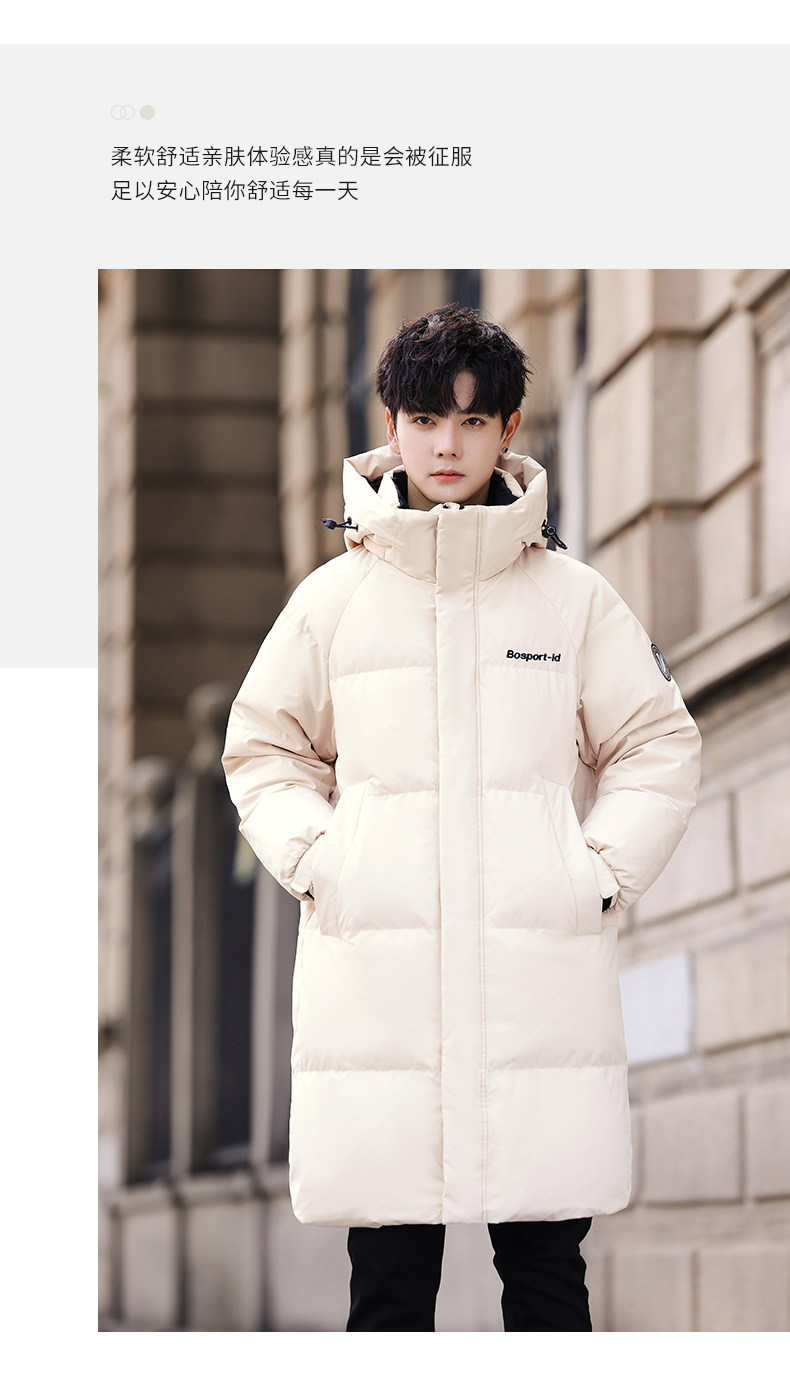 正品羽绒服男中长款2025冬季新款时尚显瘦加厚保暖白鸭绒连帽外套详情3